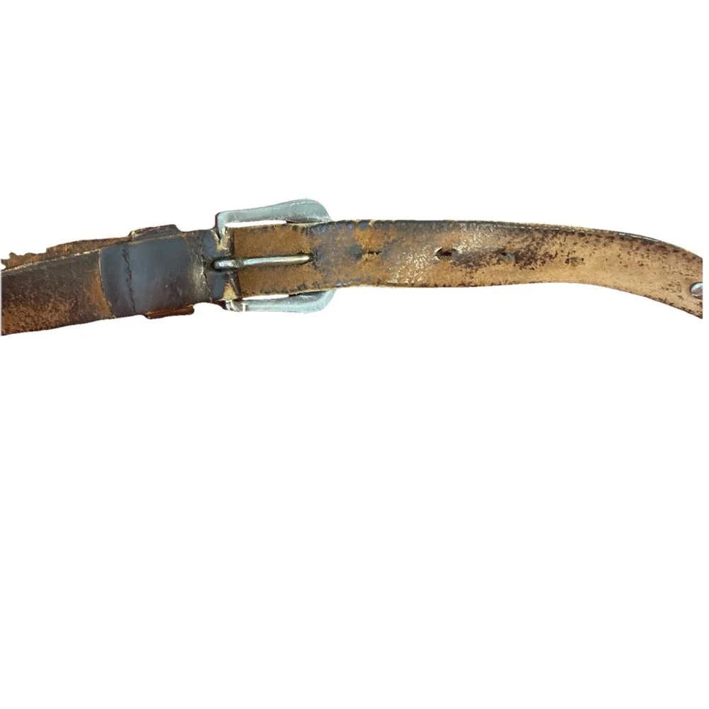 Thrashed ! VTG Ole Miss Genuine Brown Leather Belt Size 40 ‎ Loved & Worn! READ